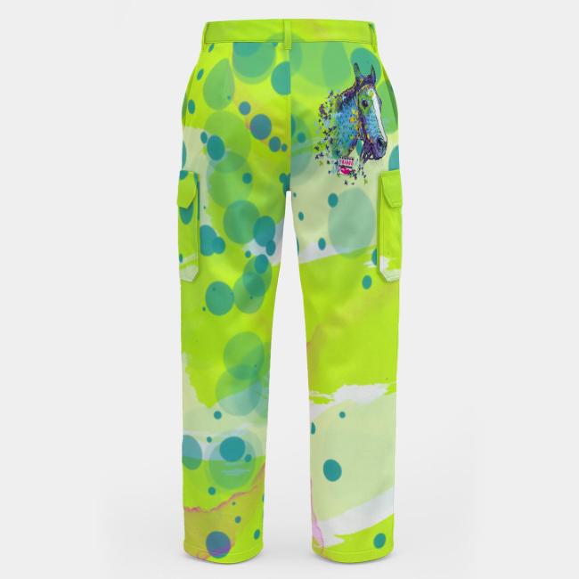 Cargohose mit Tasci- Hose, lang oder kurz, bunt, 100% Polyester, Grösse S-5XL, fester Stoff, Normale Passform, Pferd, Rennpferde